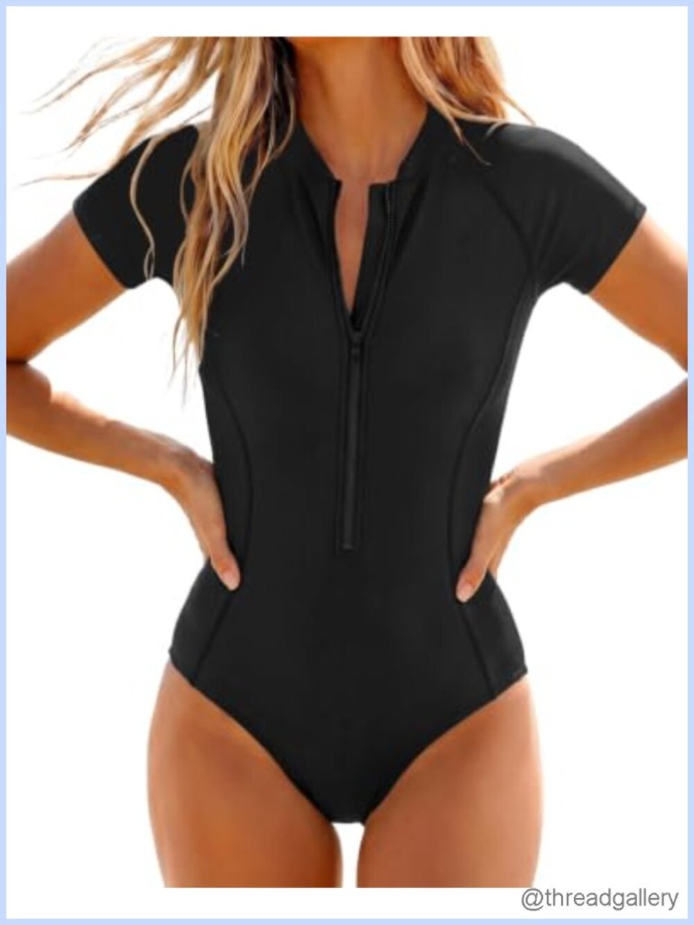 Womens UPF 50 One Piece Rashguard Swimsuit Zipper Full Coverage Swimwear Long